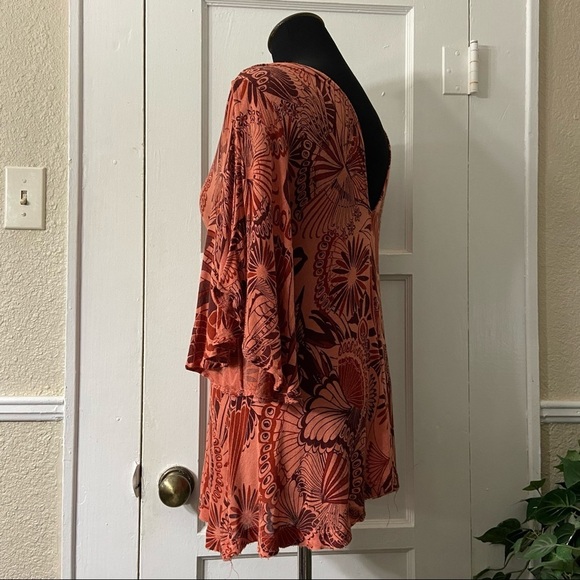 Free People Coral Combo Amour Pullover Cold Shoulder Top - Picture 9 of 16